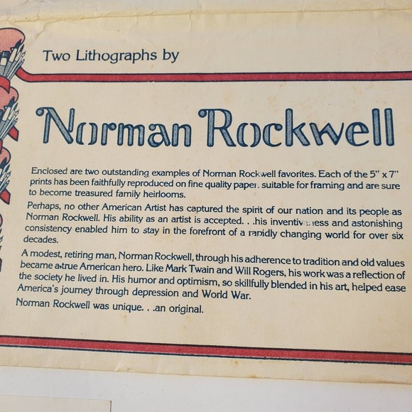 2 Norman Rockwell Lithographs 1972 Golden Days Knuckles Down Orgnl Envelope 5x7 - Picture 12 of 12